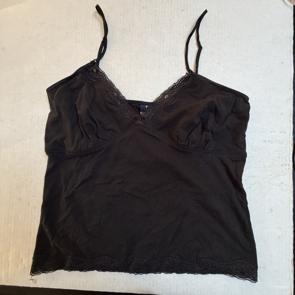 DCC Y2K Top‎ Women Large Black Lace Trim Coquette Sweet Trendy Goth Whimsy Fairy
